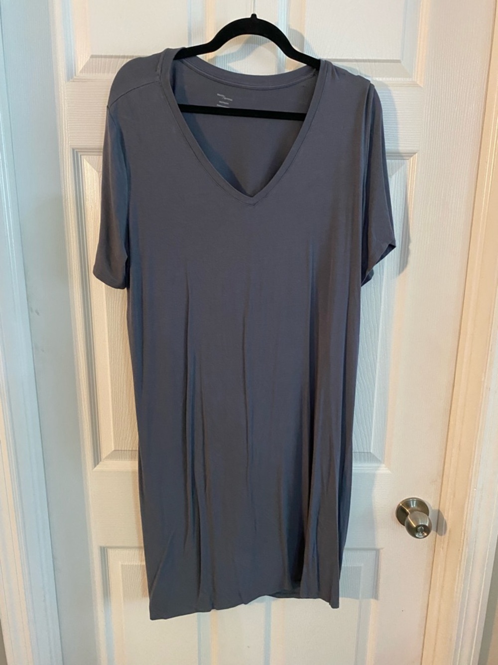 V-Neck Short Sleeve tshirt Dress in Slate Gray